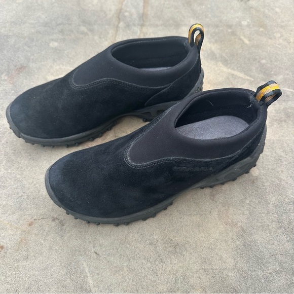 Merrell Winter Moc Black Suede Leather Slip-on Shoes Women's Size 7 Excellent - Picture 1 of 8